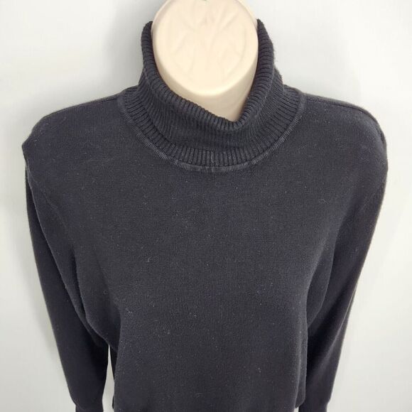 Joseph A Turtleneck Sweater Large Black Pullover Long Sleeve Rayon/Nylon Knit - Picture 2 of 10
